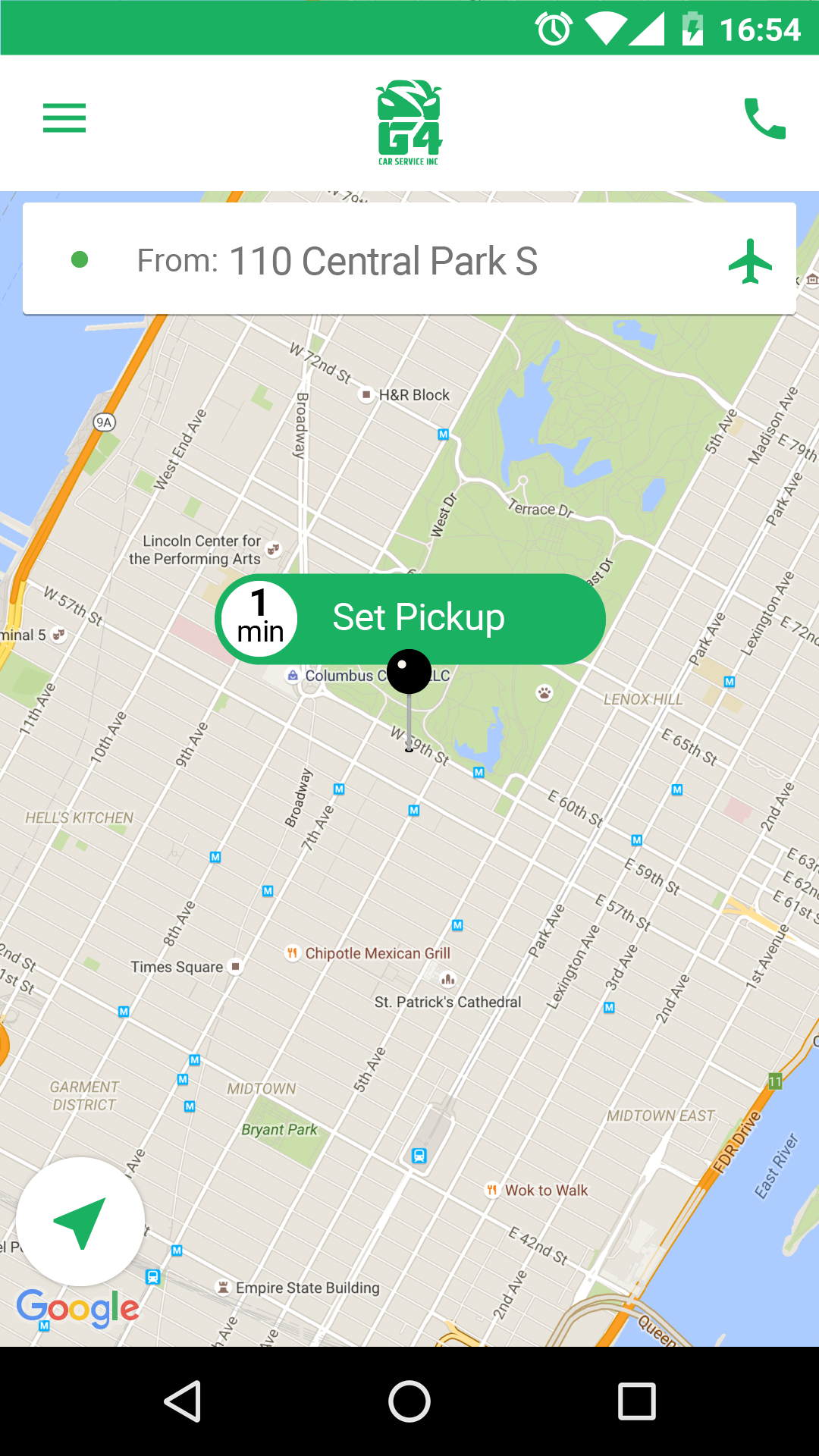 Set your pick-up location.
