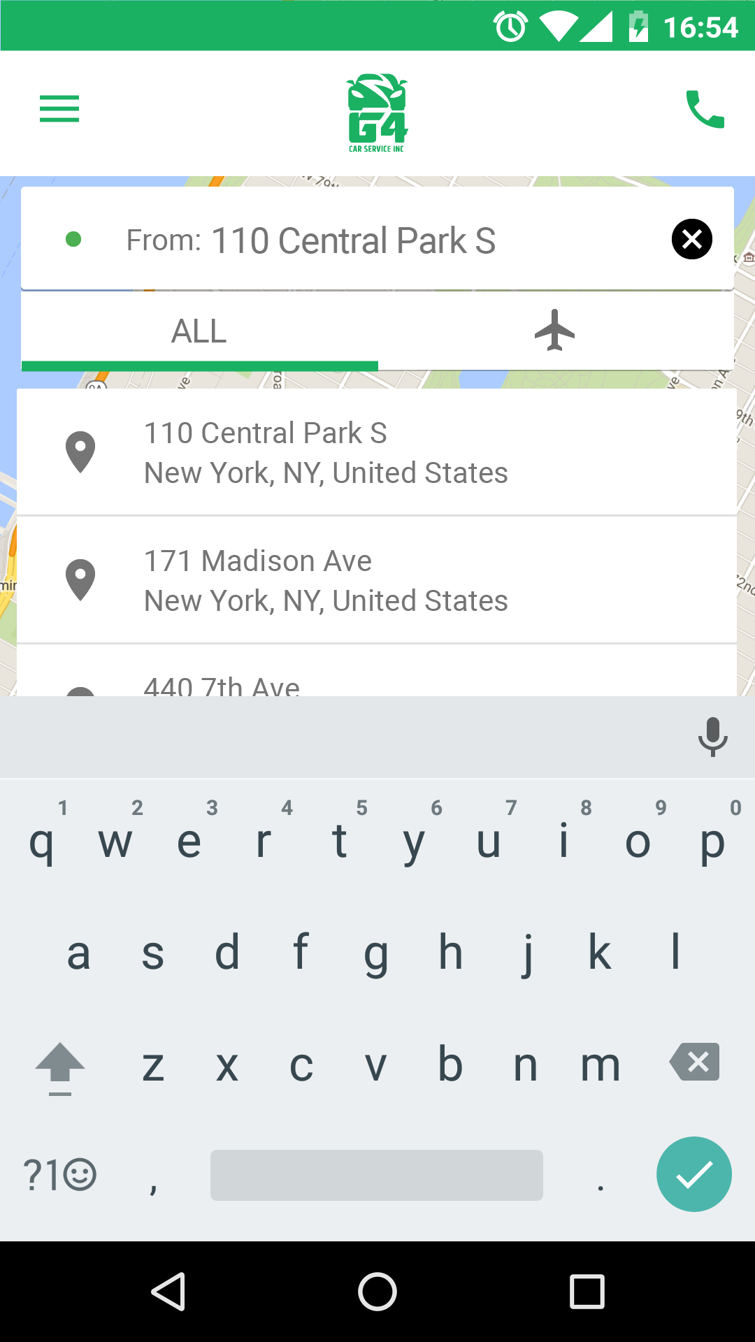 Search for your destination.